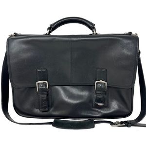 Vintage Coach Thompson Briefcase Laptop Messenger Bag Black Leather Buckles